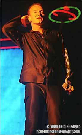 Live U2 concert photo of Bono