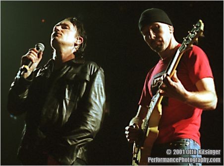 Live concert photo of Bono, The Edge
