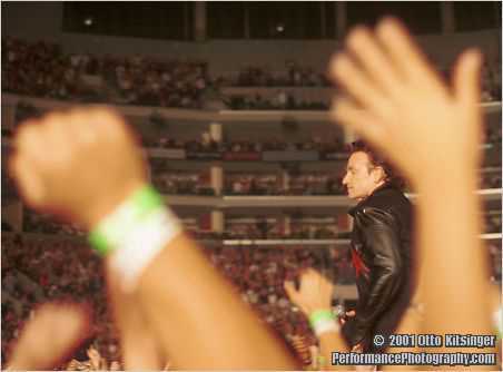 Live U2 concert photo of Bono