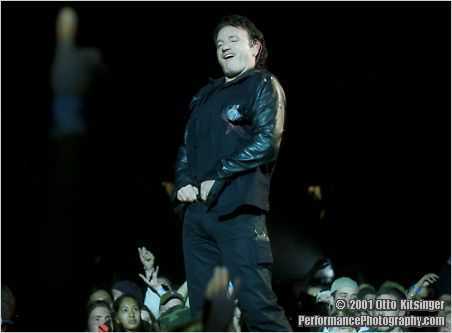 Live U2 concert photo of Bono