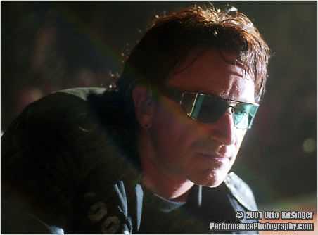 Live U2 concert photo of Bono