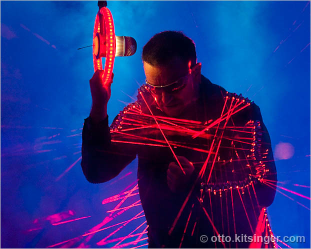 Live U2 concert photo of Bono