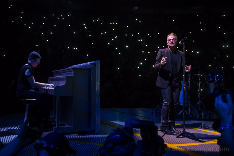Live concert photo of The Edge, Bono