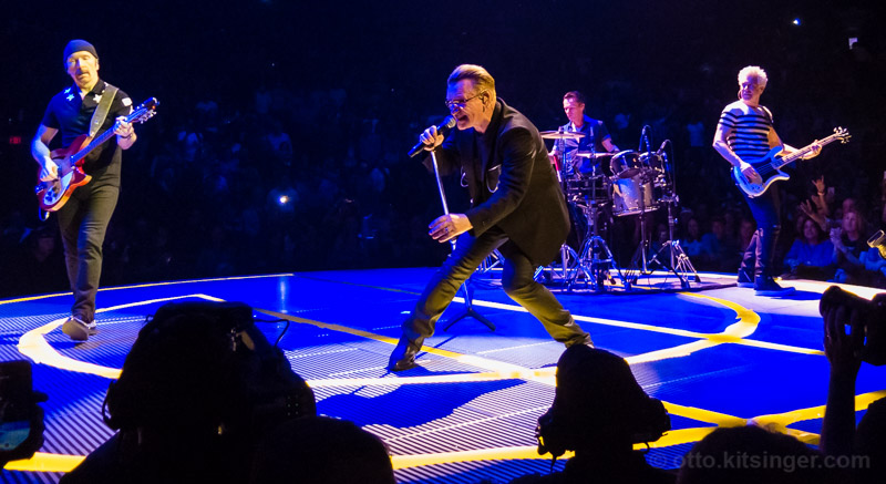 Live concert photo of The Edge, Bono, Larry Mullen Jr, Adam Clayton