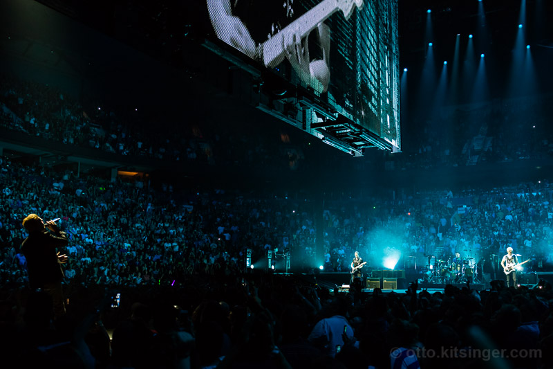 Live concert photo of Bono, The Edge, Larry Mullen Jr, Adam Clayton
