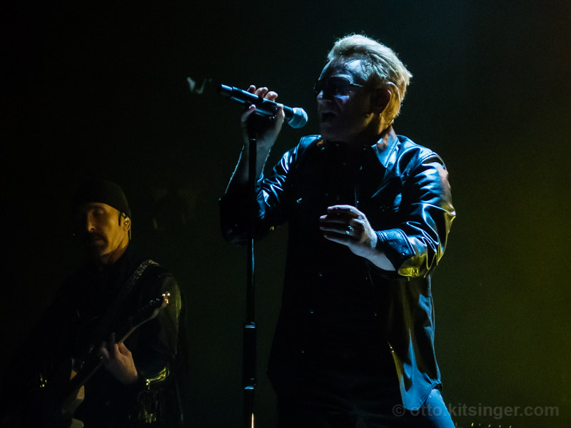 Live concert photo of The Edge, Bono