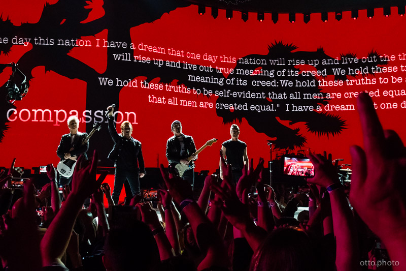 Live concert photo of Adam Clayton, Bono, The Edge, Larry Mullen Jr