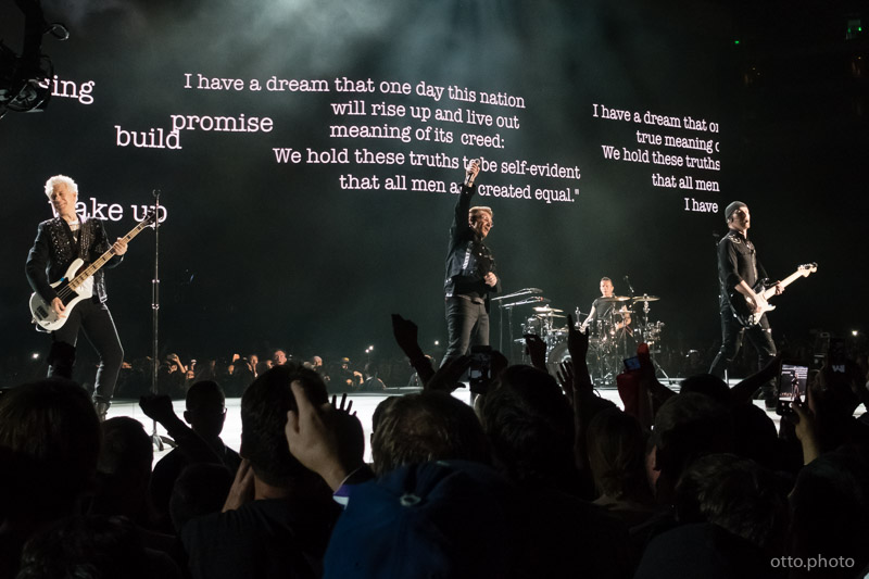 Live concert photo of Adam Clayton, Bono, Larry Mullen Jr, The Edge